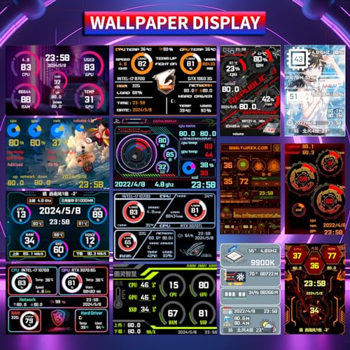 Image of 3.5inch Secondary Screen Monitor, Computer Temp Monitor, PC Sensor Panel Display, PC Temperature Display with Cables