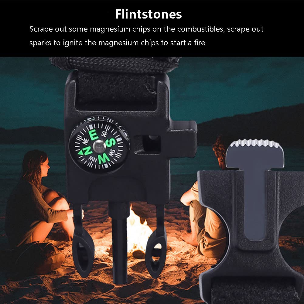 Survival zegarek na rękę, męski, damski, taktyczny, z paracord, gwizdkiem, krzesiwo, skrobakiem, kompasem i termometrem, 6 w 1, wielofunkcyjny zegarek outdoorowy, tęcza, pasek