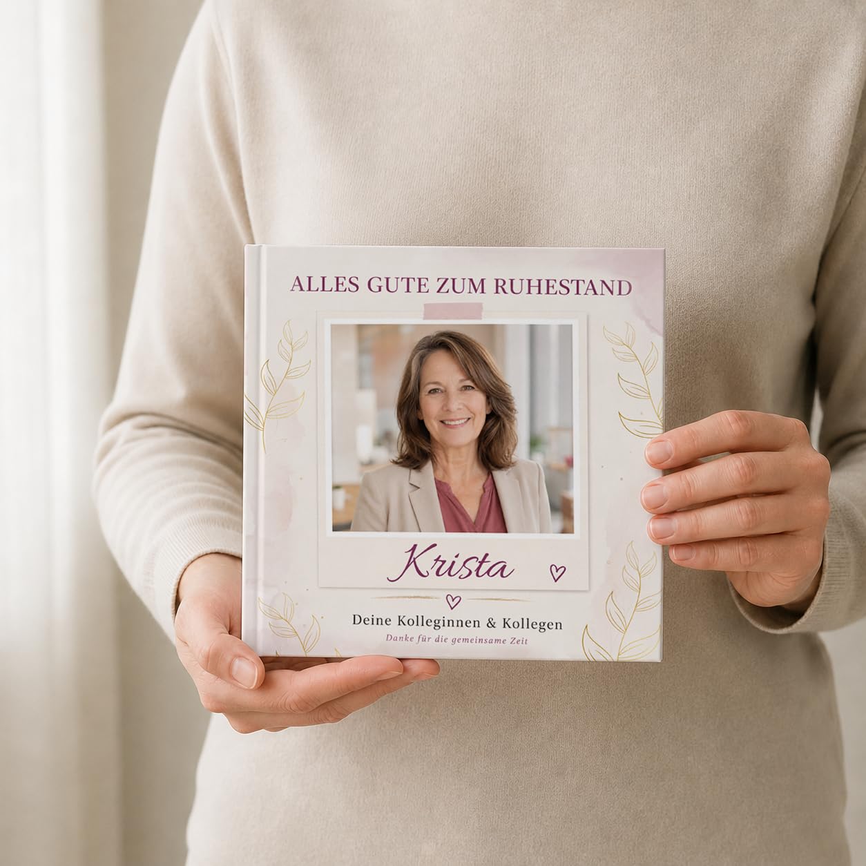 Abschiedsbuch zum Ruhestand für Kollegin – Abschiedsgeschenk vom Team (40 Personen)