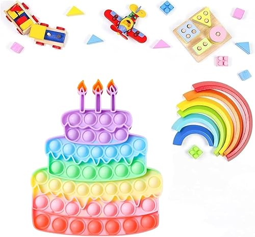 Miniatura 5 de HNSMART Juguete para ansiedad de gran tamaño con forma de piruleta de arco iris, es juguete sensorial de silicona para aliviar el estrés, alivio de