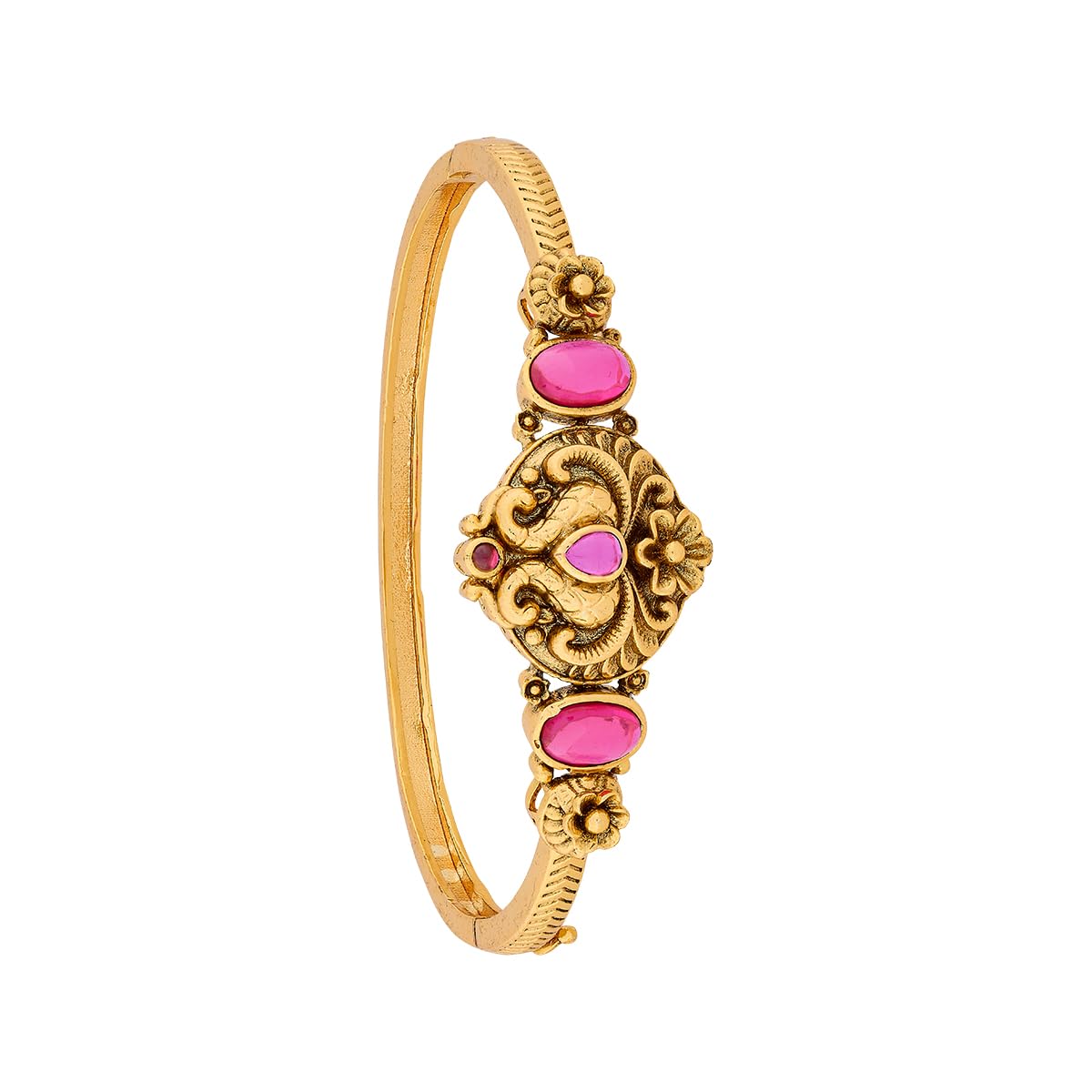 Fashion Jewellery Ruby Gold Polished Copper Antique Kada, Best for Casual Wear & Special Occasion- 451755-image-29