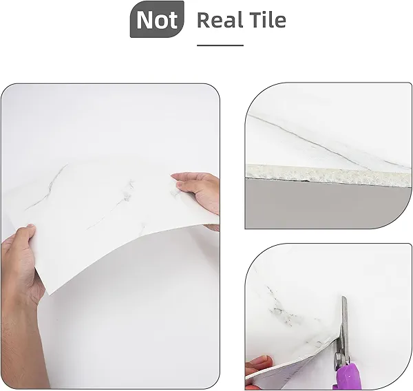 Vieshful 20pcs Peel and Stick Backsplash Tile，12"x12" Self Adhesive Marble Tile for Wall, PVC Waterproof Shower Wall Panels, Back Splash Stick on Tiles for Kitchen Bathroom Living Room (Not Real Tile)
