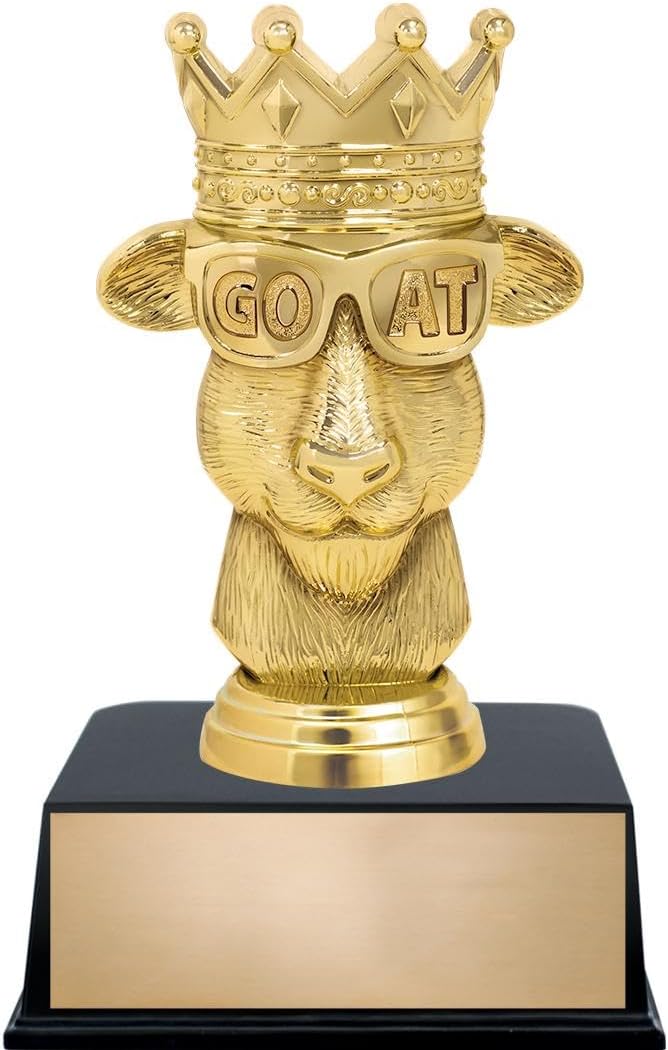 Crown Awards 6" G.O.A.T. Greatest of All Time Trophy On Black Base - Custom Engraving