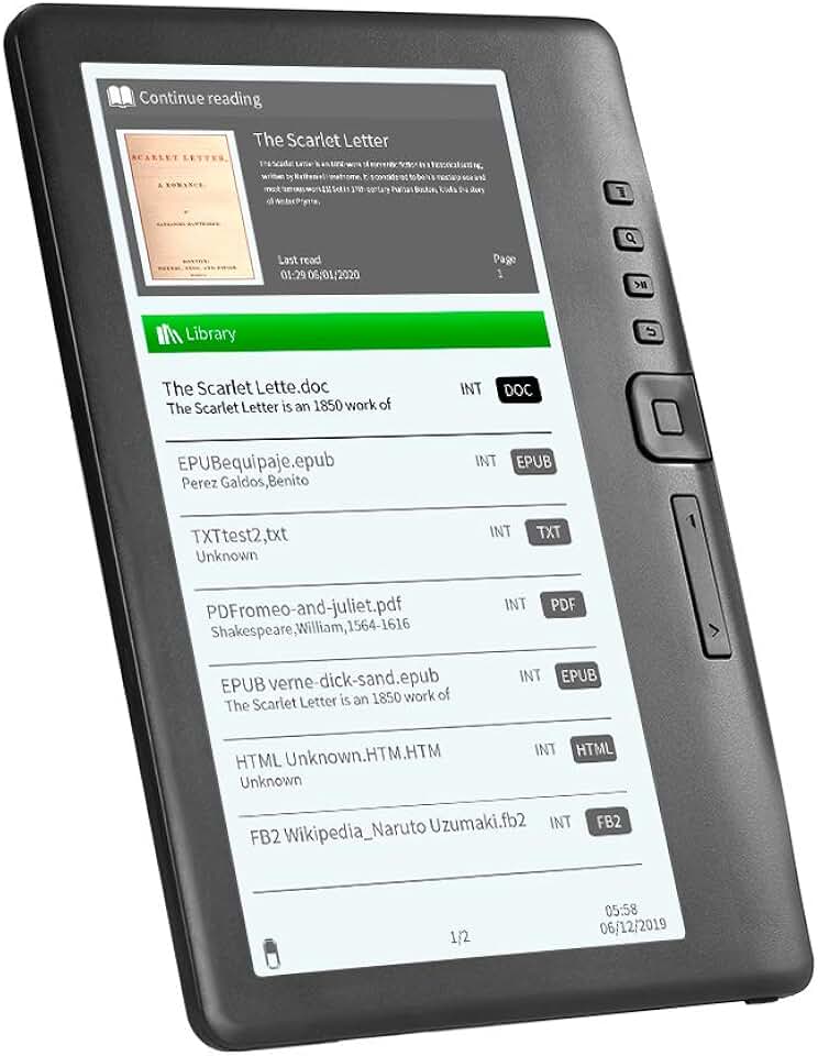 Leitor de E-Book Portátil Multifuncional BK7019 com Tela Retroiluminada Legível Baixo Consumo Energia Salto Automático Página e Slot para Cartão TF