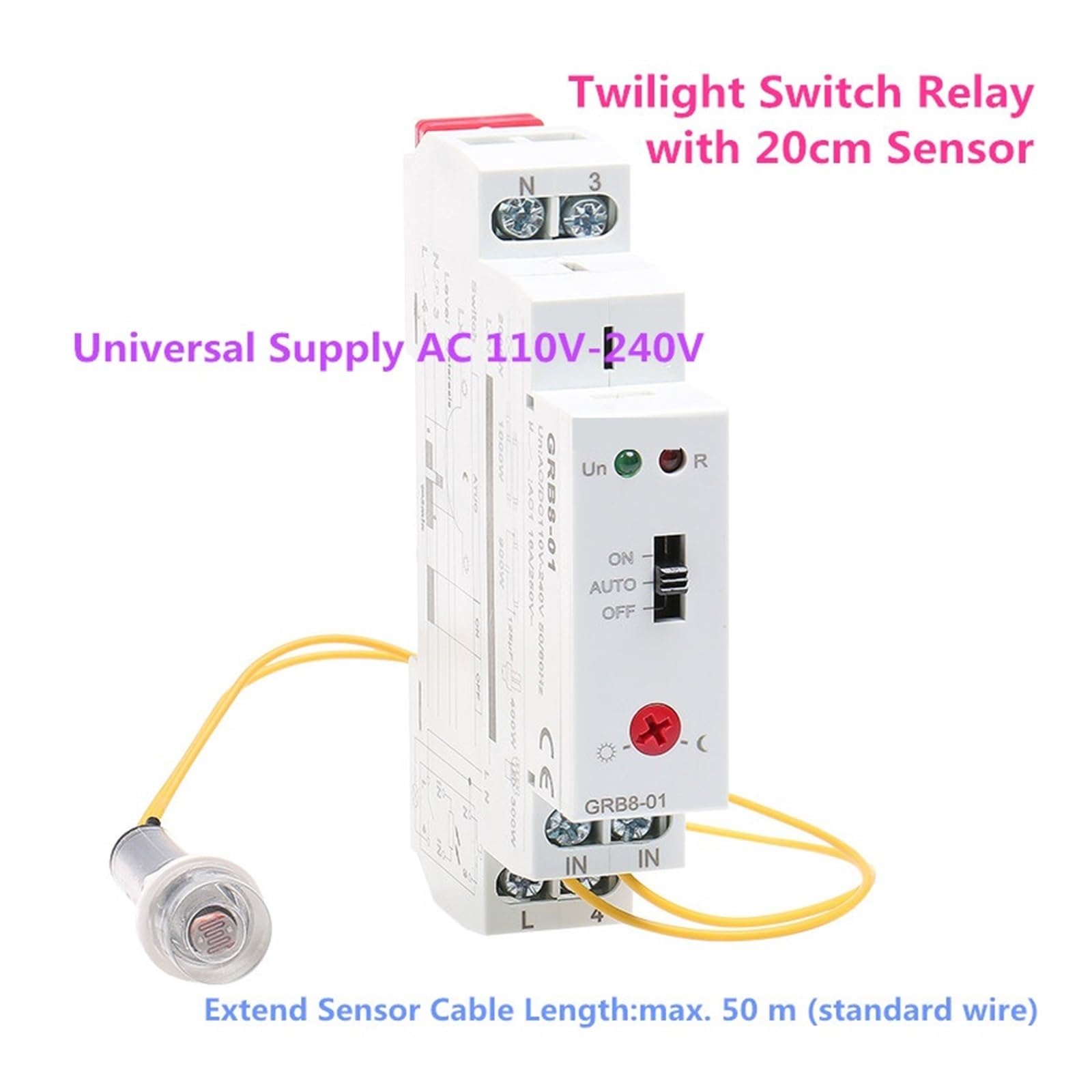 DAVBIR GRB8-01/02 Interruttore crepuscolare su guida Din Timer fotoelettrico Relè sensore di luce AC110V-240V Auto ON OFF perfection (Size : GRB8-02 AC110-240V)