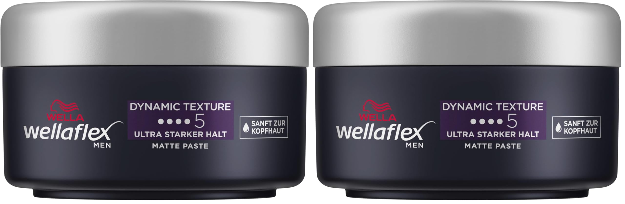 Wellaflex Men Dynamic Texture Matte Paste | Matte Styling Paste | Ultra starker Halt | Mattes Finish | Dermatologisch getestet | 75ml (Packung mit 2)