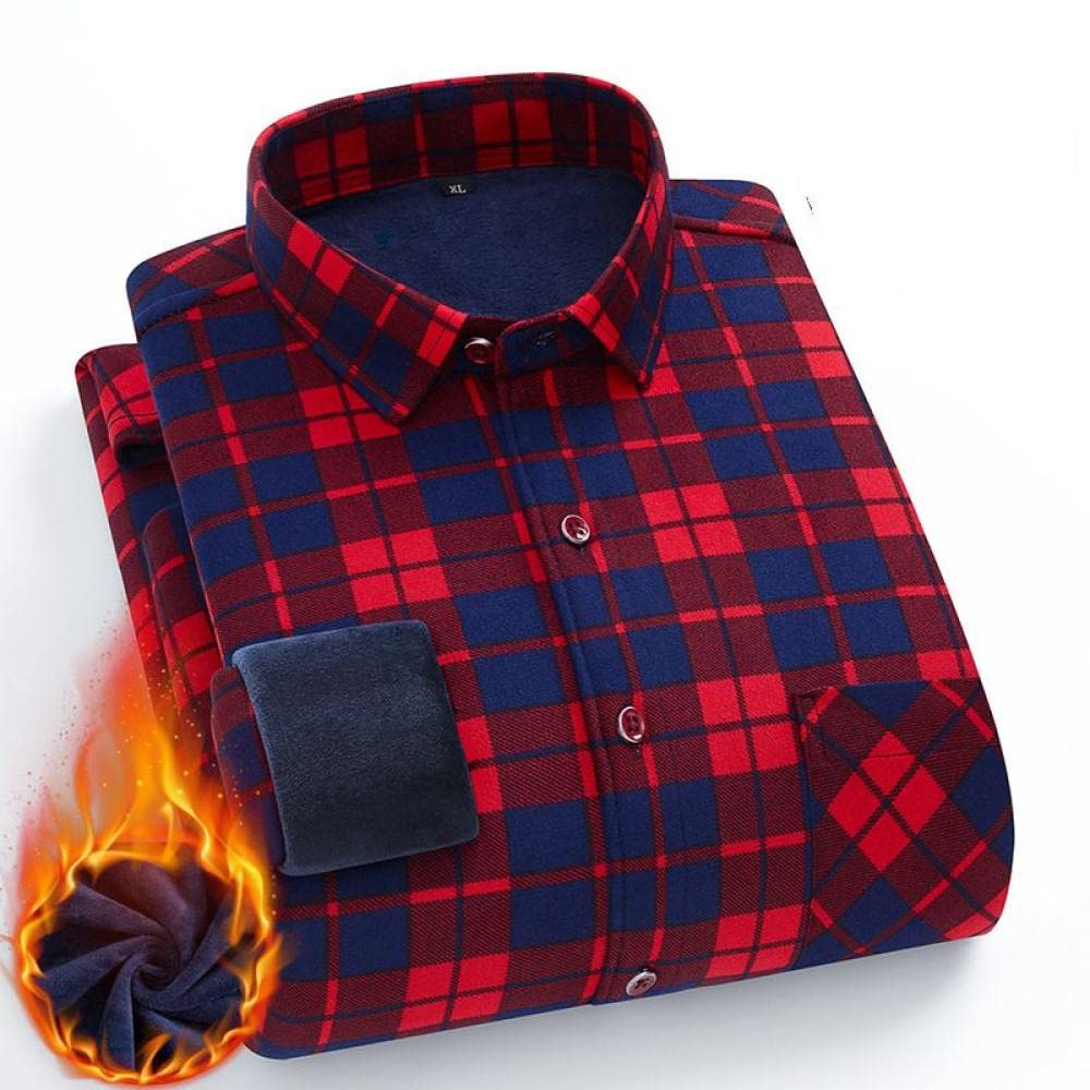 Camicia Calda Da Uomo,Camicie Da Uomo In Cotone Caldo A Maniche Lunghe Camicia Casual Da Uomo Camicie Casual Eleganti Con Taschino Sul Petto Top Dalla Vestibilità Regolare Morbida Per Lavoro, Tempo