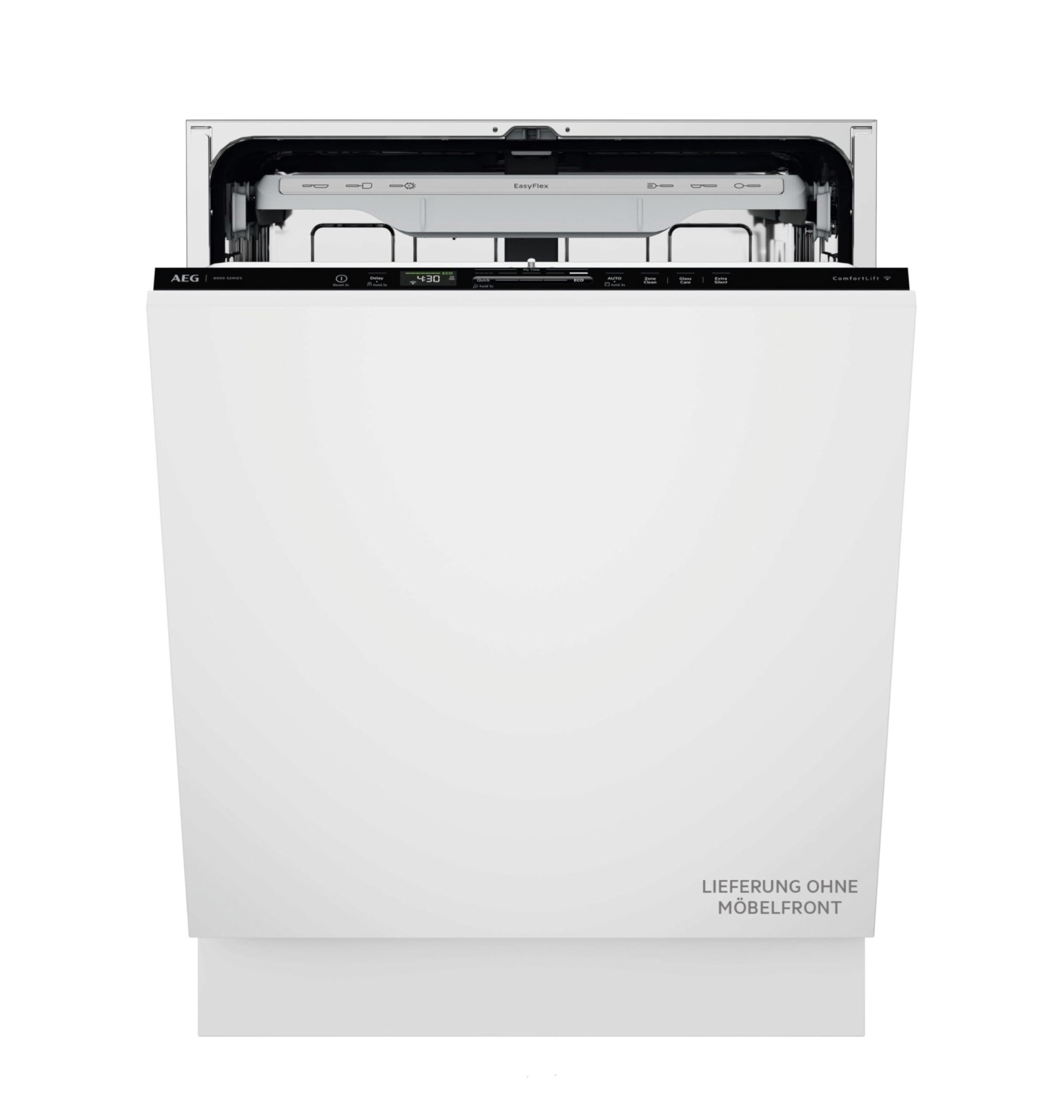 Vollintegrierter AEG 8000 Geschirrspüler, 60cm, smarte WiFi Spülmaschine, vielseitige Körbe & sichere Glasreinigung, ComfortLift Hebefunktion, 40 dB, LightOnFloor, nur 8,4L Wasserverbrauch, GI8200B4SC