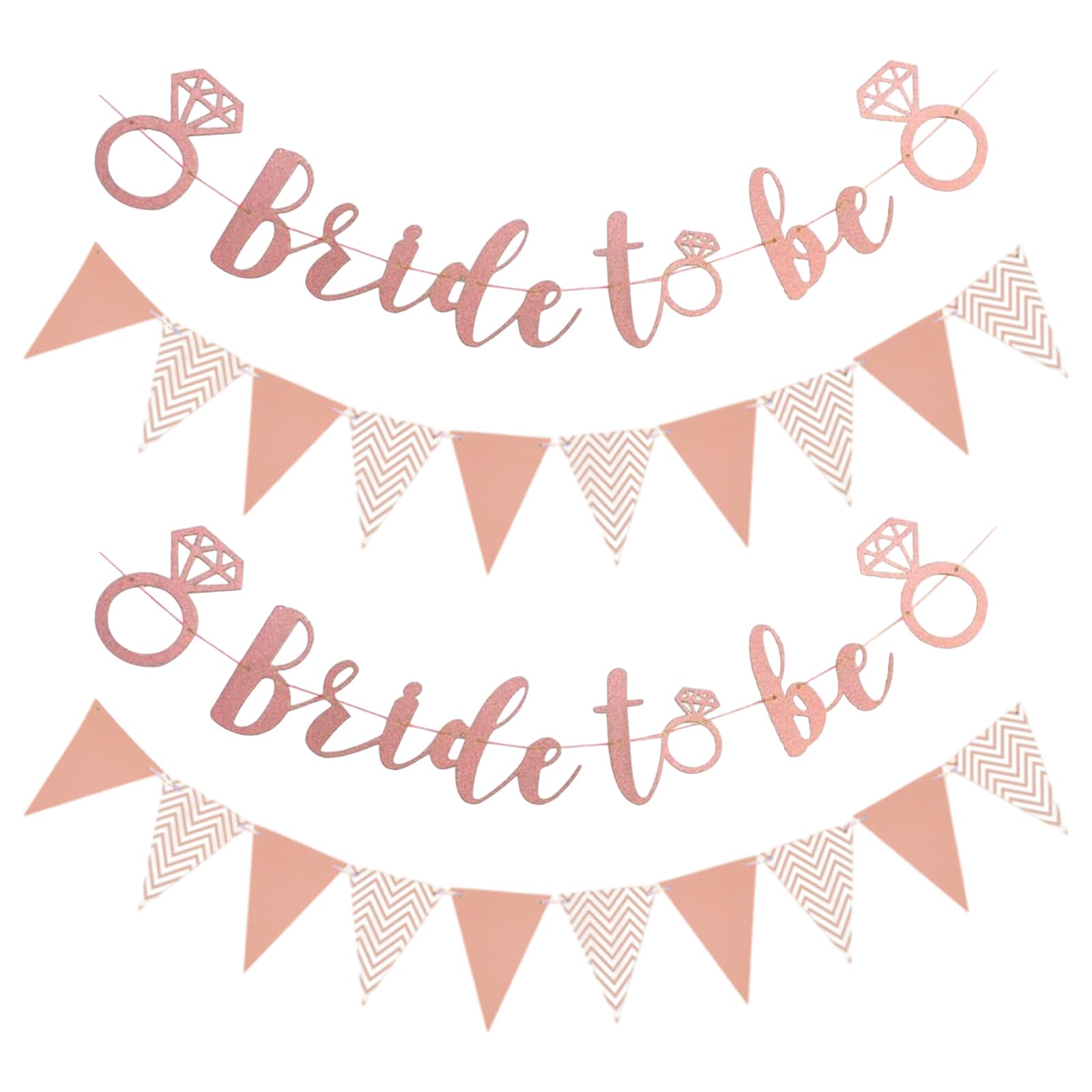 Lot De 4 Bannières « Bride To Be » Or Rose – 2 Banderoles Lettres + 2 Fanions Triangulaires Pour EVJF, Fiançailles & Mariage