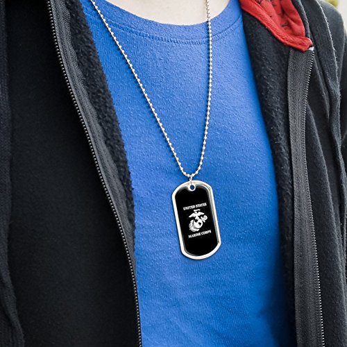 Graphics & More United States Marine Corps Usmc White Black Officially Licensed Military Dog Tag Pendant With Chain #TOP2