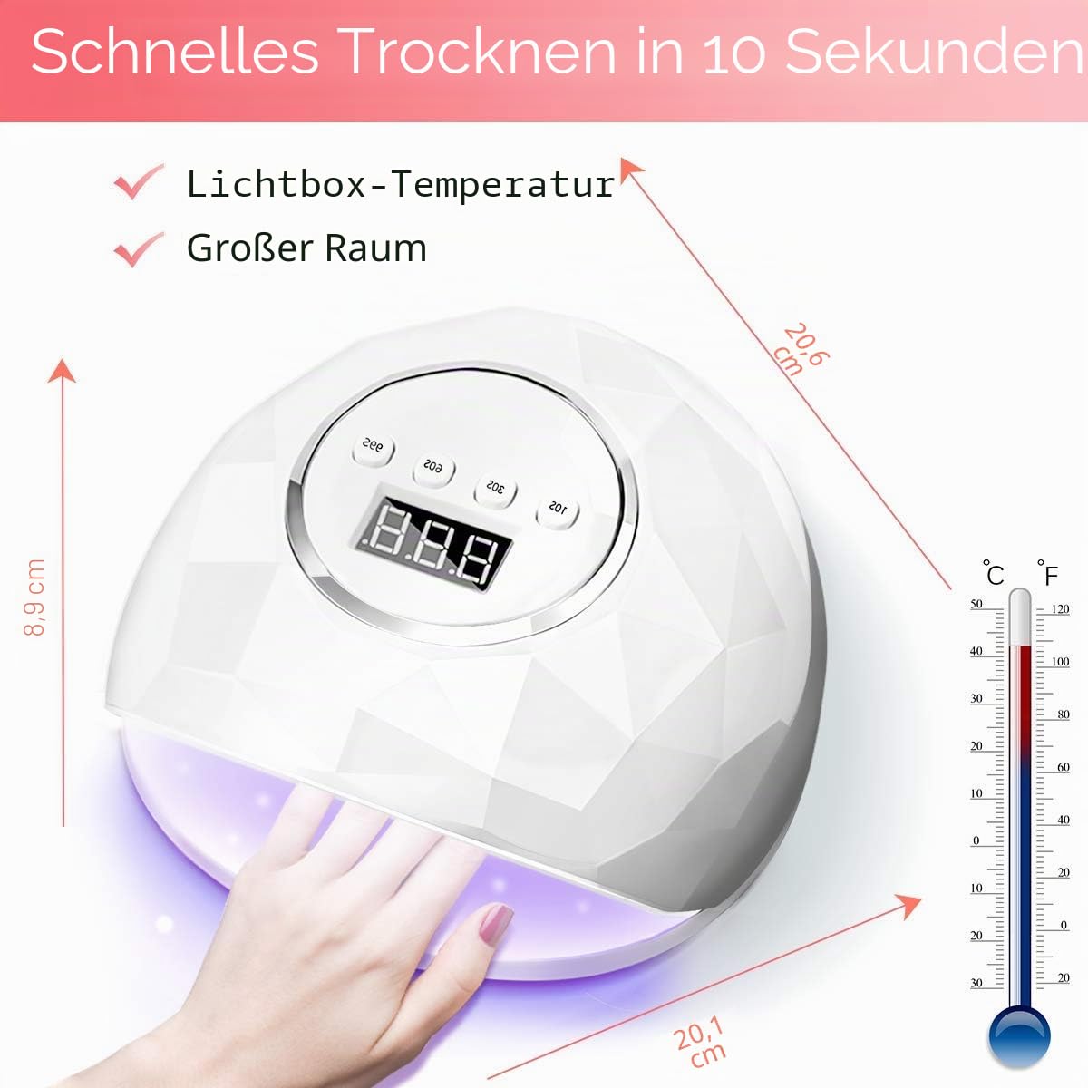 Janolia Nageltrockner Nagellampe 86W UV LED Lampe für Nägel mit Sensor LCD Display für Gelnägel Professionelle Nagel lampe für Fingernagel/Zehennagel Nageldesign mit 4 Timer Geeignet für alle Gel
