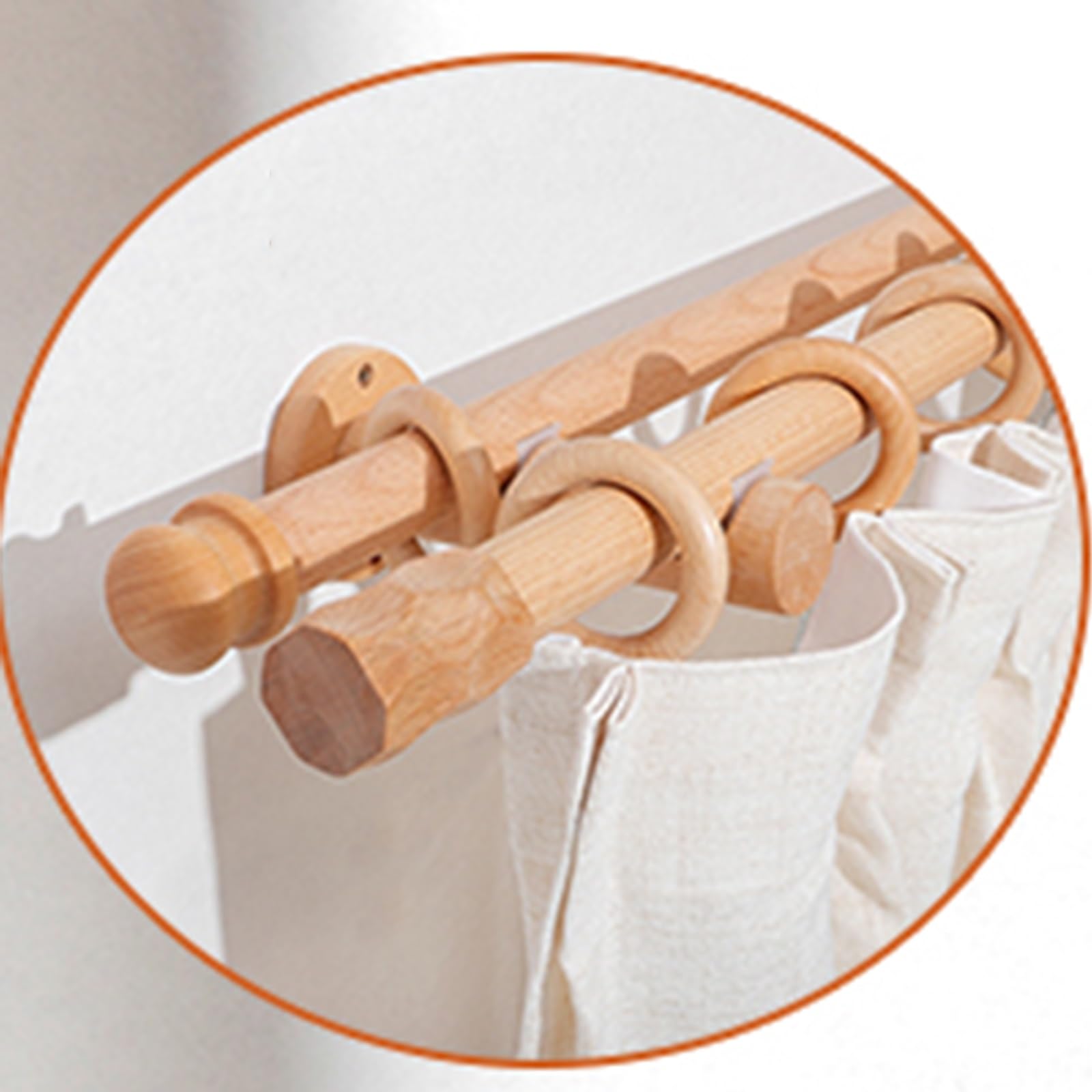 Teles B Tringle à rideaux réglable en bois double usage simple et double avec anneaux de suspension et supports pour une installation facile, parfaite pour la décoration de la maison 260 cm