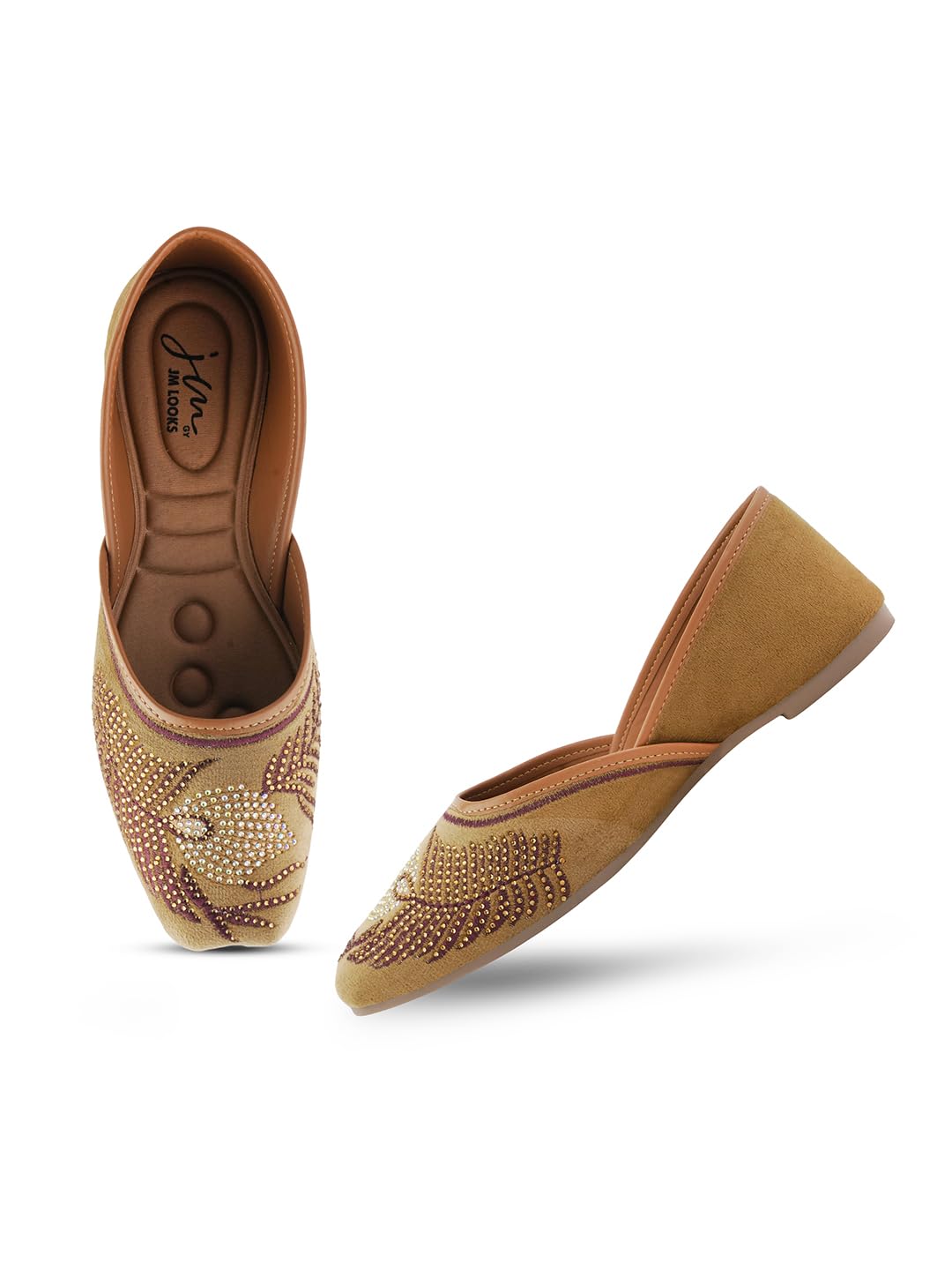 Women Punjabi Jutis Designer Hand Embroidery Comfortable sole with Stone Work For Women's & Girls-image-49
