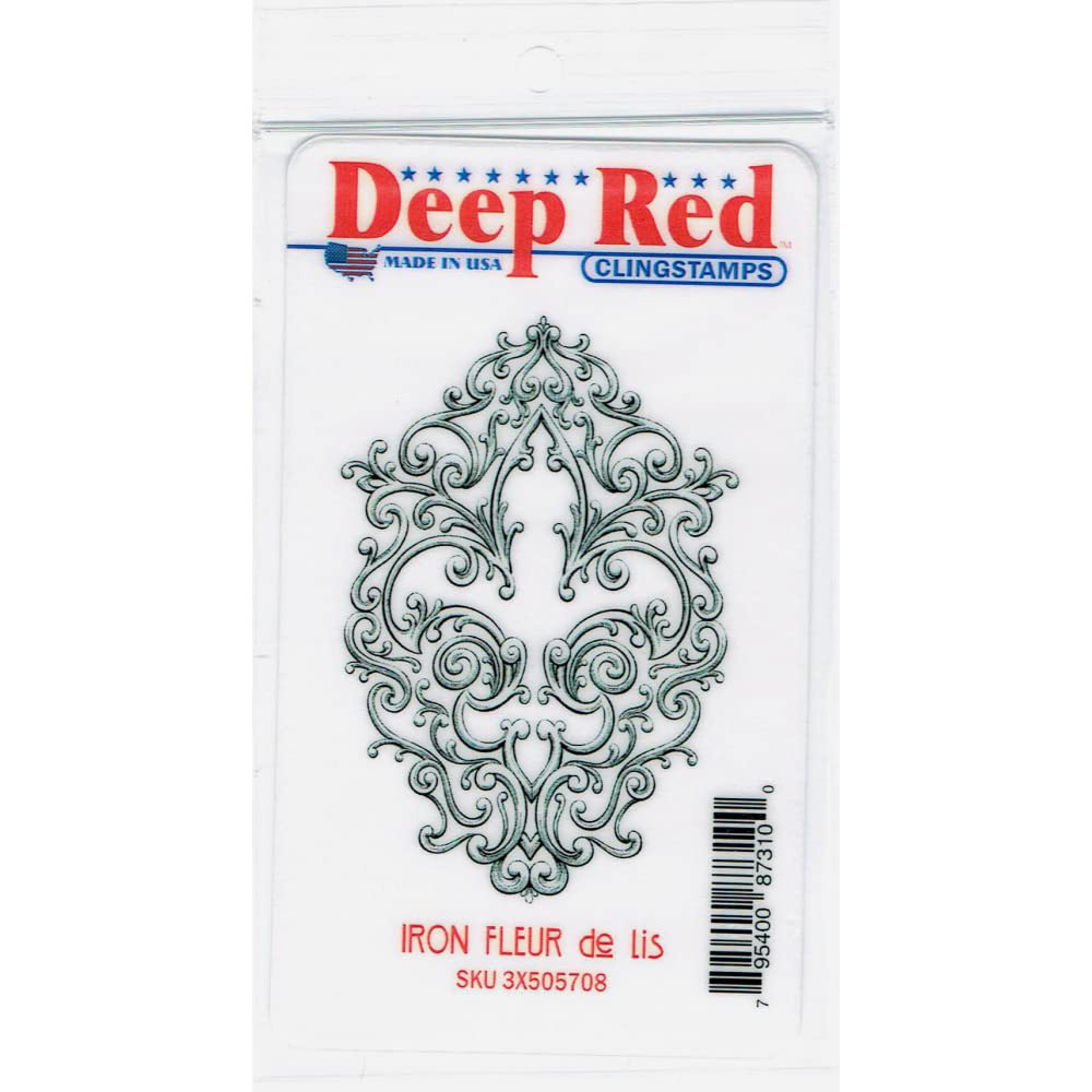 Deep Red Cling Stamp 3"X5"-Iron Fleur De Lis