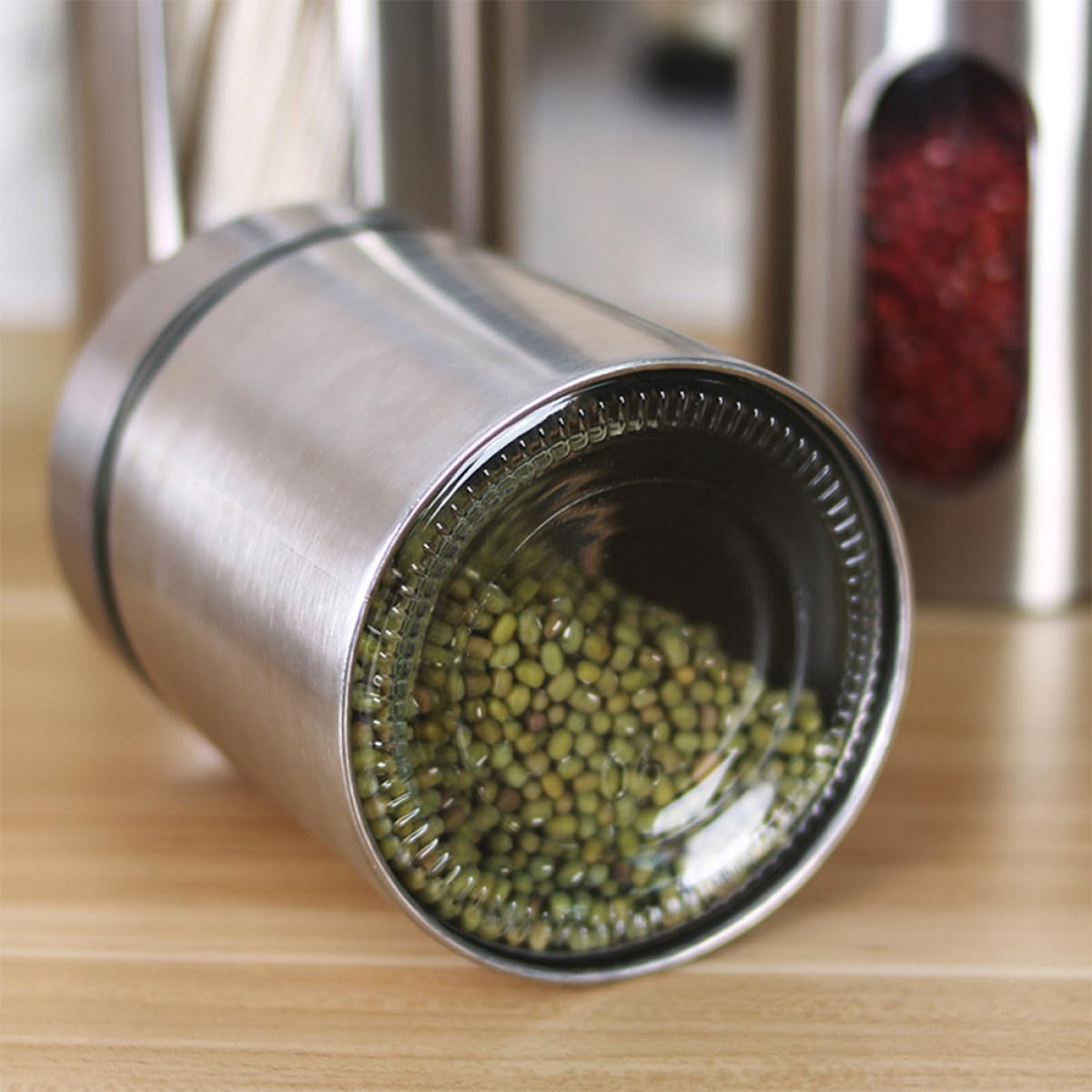 MAGICLULU Barattolo Porta Alimenti Ermetico 950ml in Vetro e Acciaio Inox