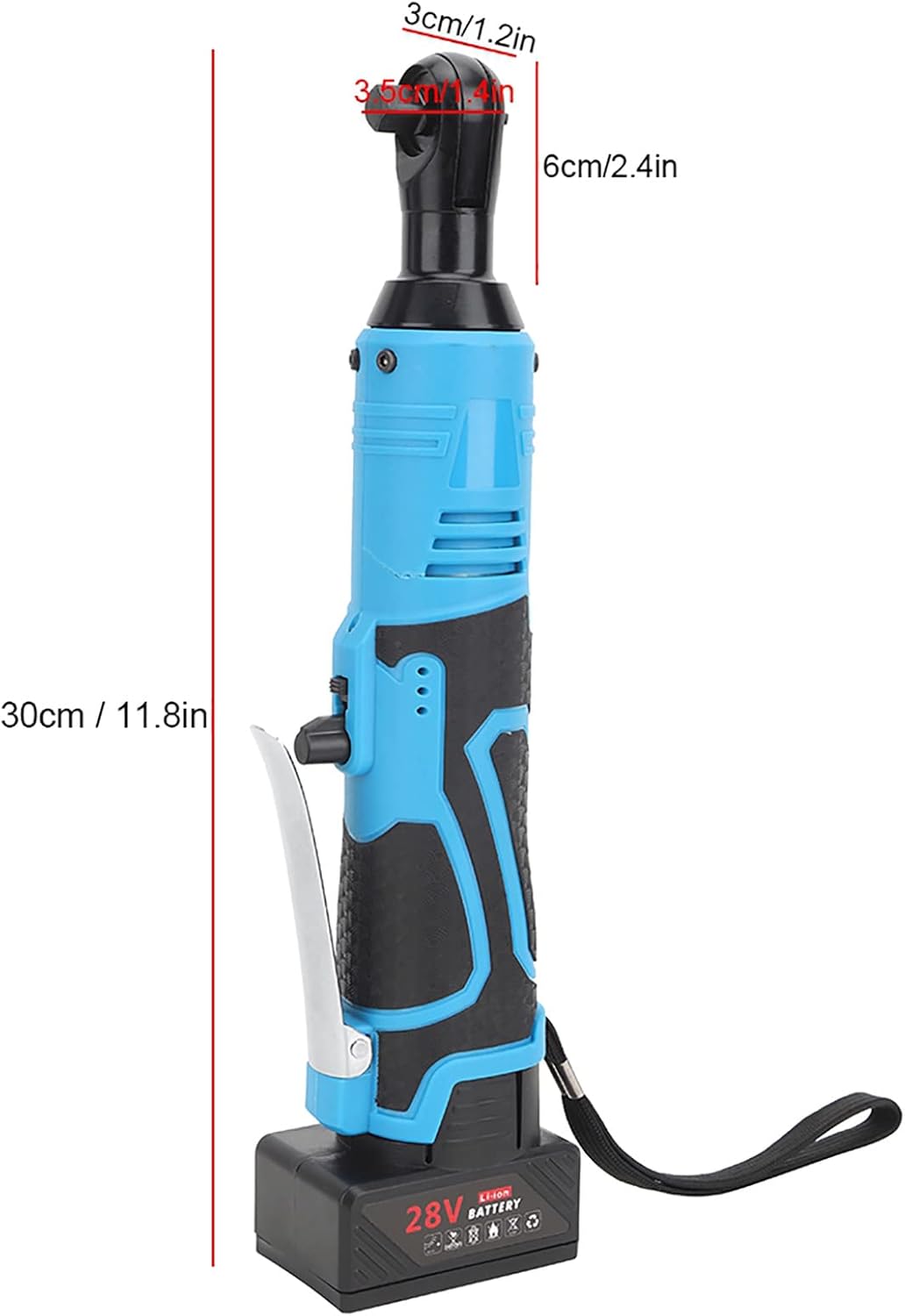 Eujgoov Electric Right Angle Wrench ratchet rechargeable cordless batteries Torque Pneumatic Tool with 230RPM LED Lights, 8000mAh Battery for Stage Construction, Car Maintenance