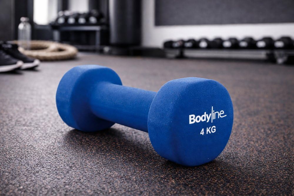 Bodyline Hantle z żeliwa i neoprenu, antypoślizgowe ciężarki fitness do treningu siłowego, ramion i siłowni domowej