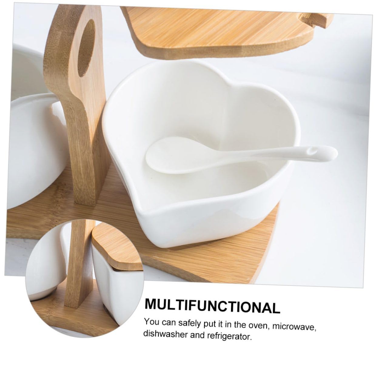 Pot à Lait Et Sucrier Céramique Avec Plateau Et Cuillère Poignée Bois Compatible Four Micro-ondes Et Rangement Service