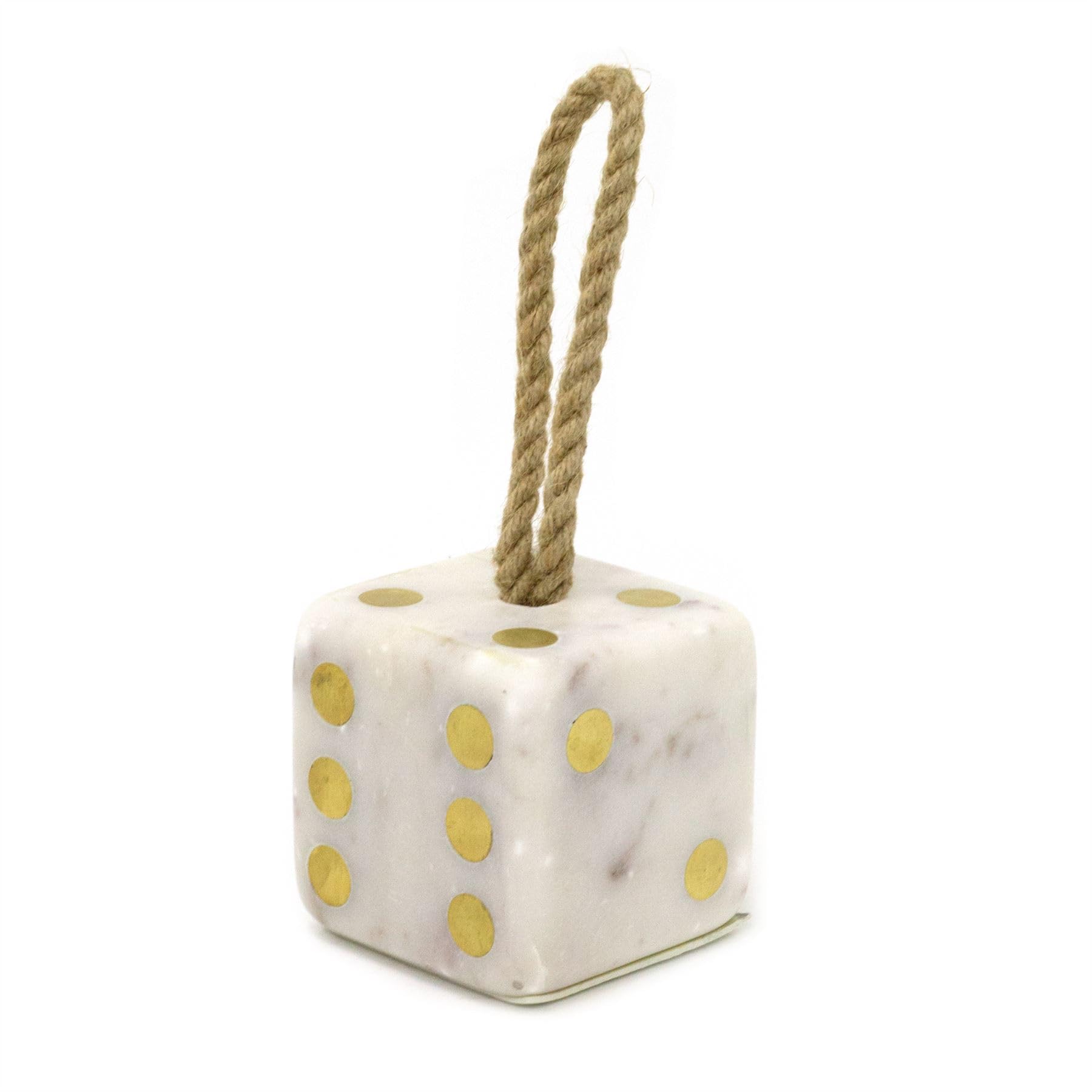 Carousel Home White Marble Dice Shaped Doorstop | Novelty Chunky Cube Marble Dice Door Stop | Indoor Weighted Door Stopper For Floor - 1.5Kg