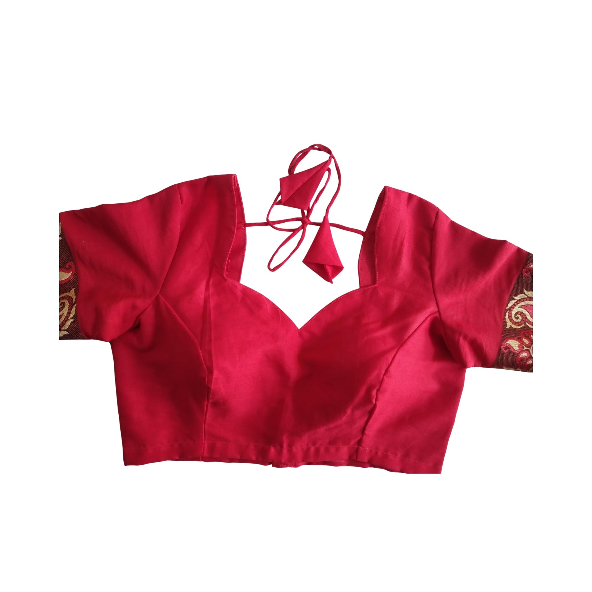 Hot Pink Cotton Silk Saree Blouse with Sweetheart Neckline-image-43
