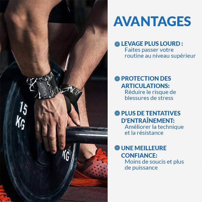 Listhen Bandes De Poignet Pour Musculation – Coton 100%, Velcro Renforcé, 63 Cm, Idéales Pour Boxe, Powerlifting, Crossfit (lot De 2, Noir)