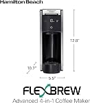 Cafetière Hamilton Beach FlexBrew Advanced 4-en-1, machine à café à portion unique chaude et glacée, compatible avec les dosettes K-Cup et le café moulu, réservoir amovible de 45 oz, Noir (49925) | Machine à café chaude et glacée | Réservoir amovible de 45 oz | Utilise des dosettes et du café moulu | F