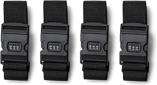 4-Pack Adjustable Luggage Straps, Belts to Keep Your Suitcase Secure While Traveling, Accessory for Travel Bag Closure, TSA Approved Travel Belt,Wide Luggage Straps for Suitcase (Black)