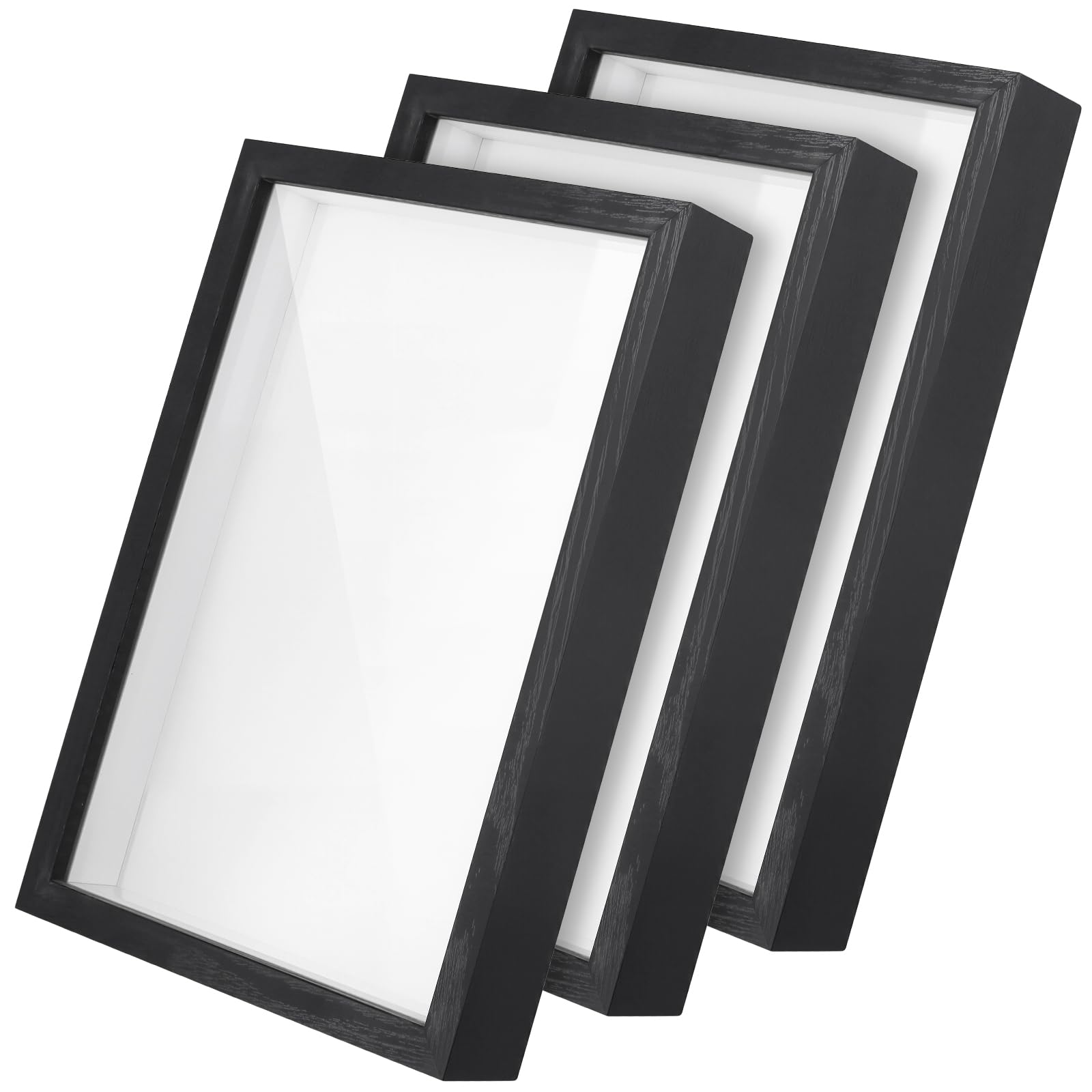 Cadre photo 3D A4 lot de 3 boîtes vitrines en bois 22,7x31,5x4,5 cm