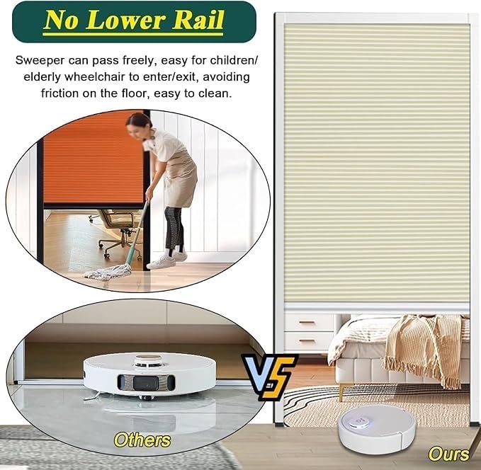 Séparateur de pièce pliable sans perçage avec porte accordéon blanche modulable