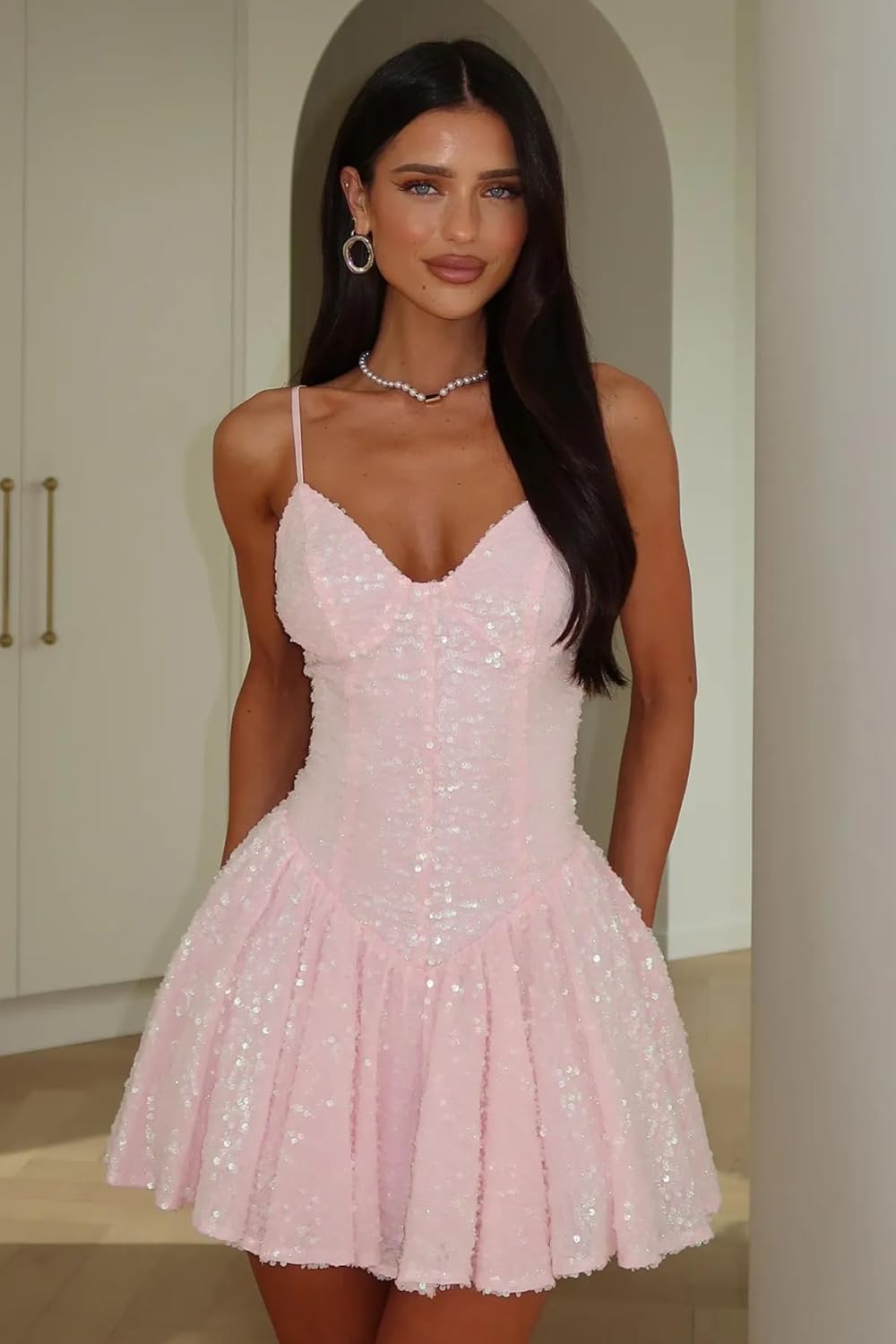 Short Sequin Homecoming Dresses 2026 A-Line Sparkly Mini Cocktail Party Gowns for Women