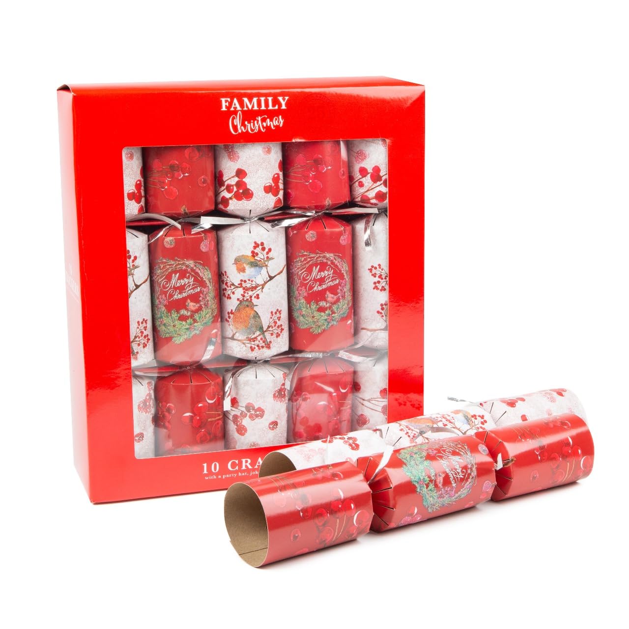 Robin and Wreath Party Crackers for Classic Christmas Family | Luxury 10” x 12” Birthday Party Crackers — image 1