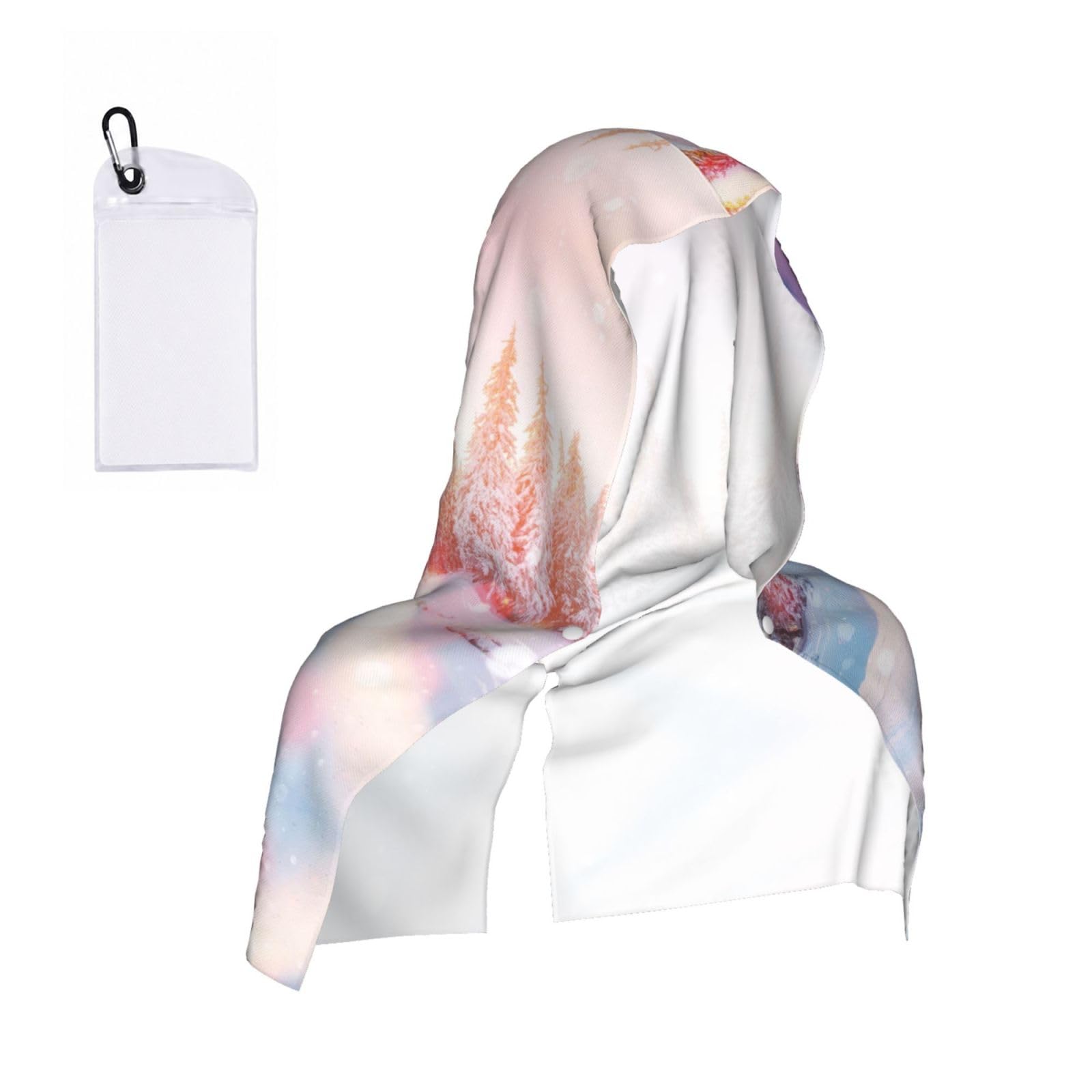 Esnaiuvcd Black Pine Trees And Snow Print Multifunctional Cooling Hoodie Bandana Portable Sweat Absorbing Design For Beach Workouts Exercise Heat Relief Accessories