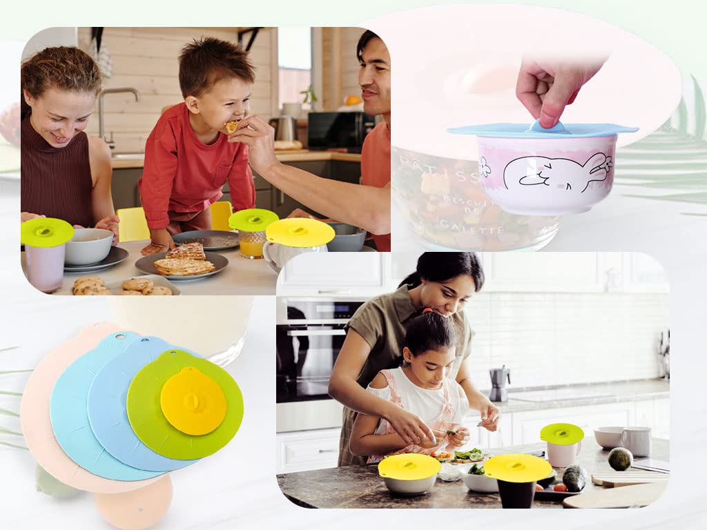 Tapas De Silicona Elásticas Para Microondas – Set De 5 Tamaños, Con Ventosa, Para Cubrir Bowls, Platos Y Tazas