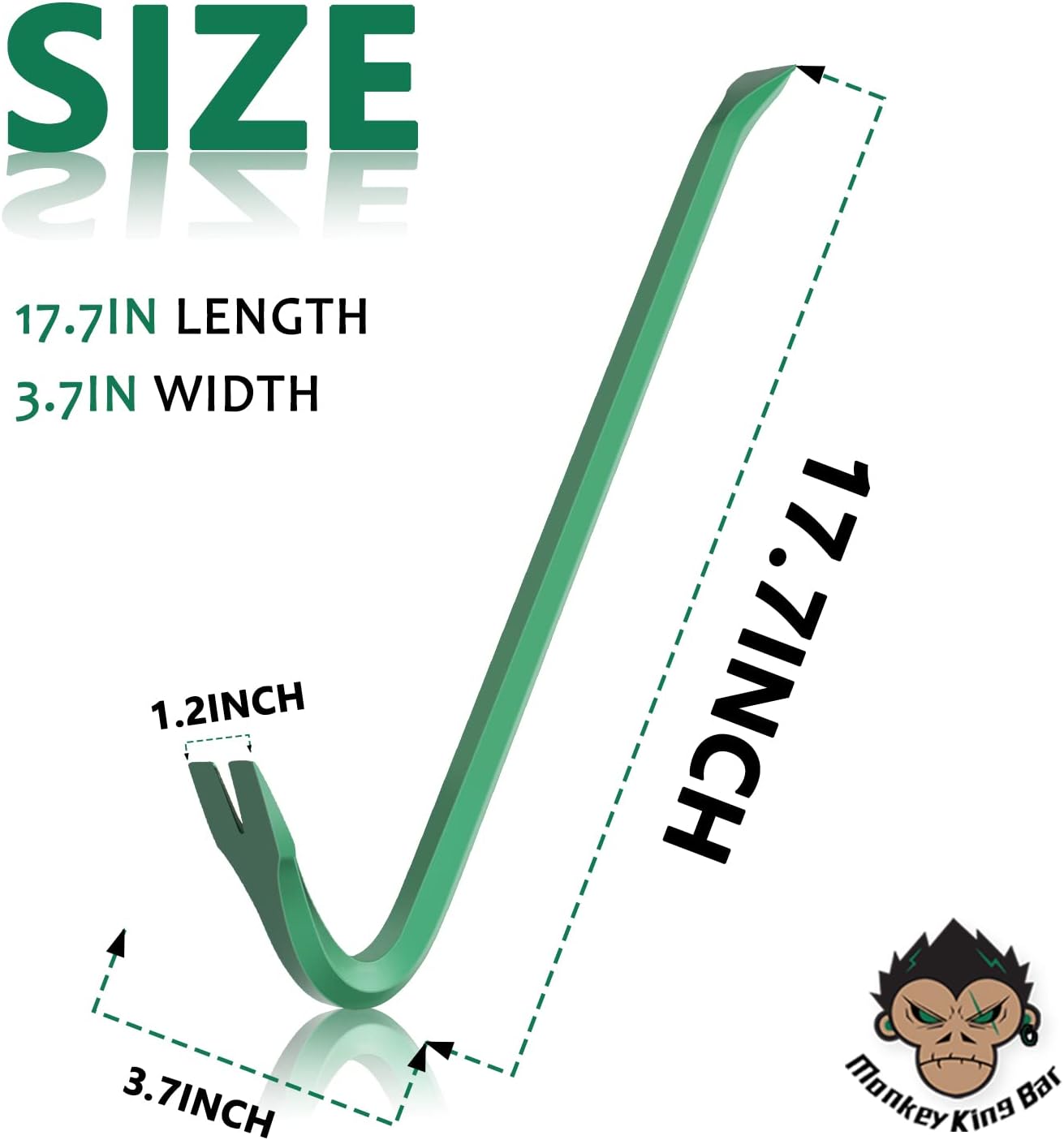 MonkeyKingBar 18IN Pry Bar Gooseneck Wrecking Bar | Crowbar tool for Many pulling