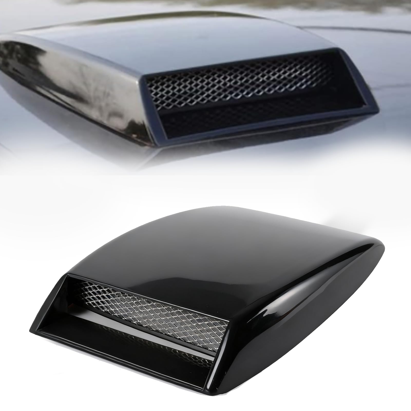 Majatou 1pcs Bonnet Vent Sticker, Air Intake Scoop, Bonnet Scoop Air Intake, bonnet air vent, Car Vent, Car Decorative Air Inlet Mask Engine Hood Ventilation Mask Black