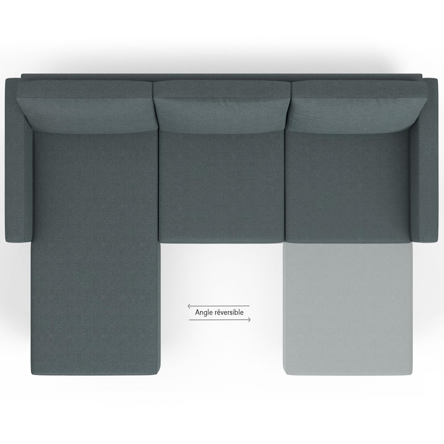 IDMarket - Sofá esquinero 3 plazas Marius 200 cm, reversible, color gris