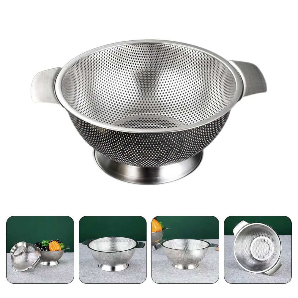Colador de Malla de Acero Inoxidable de 22,5 cm - Juego de Cuenco y colador Multifuncional para Frutas, Verduras, Fideos y pastas