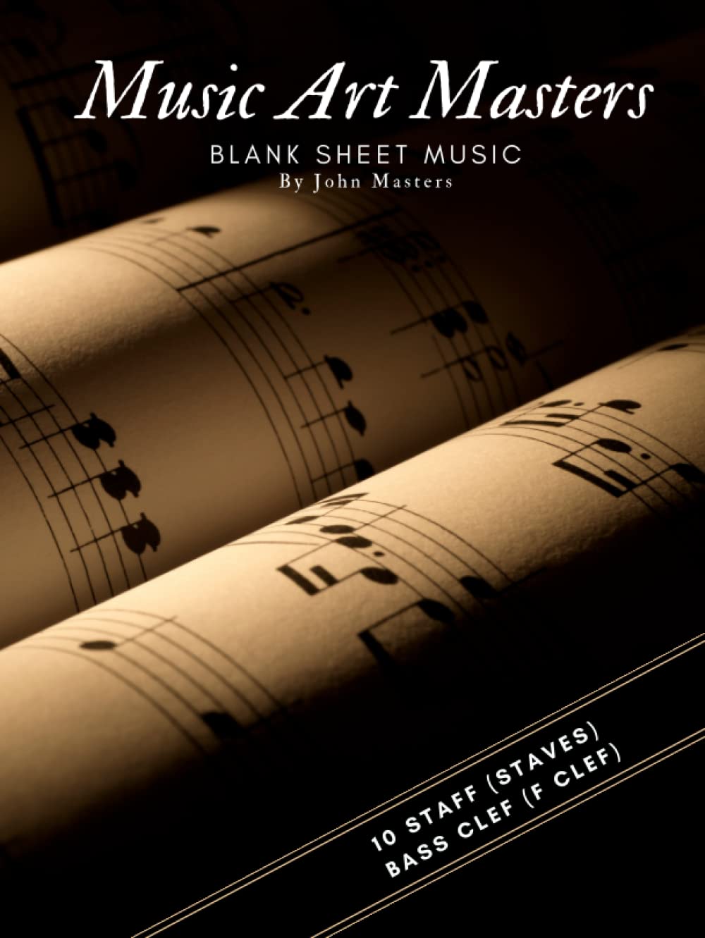 Cahier de musique clé de fa avec 10 portées en couverture rigide
