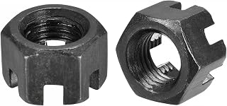 uxcell M12x1.5mm Hexagon Slotted Nut, Grade 4.8 Carbon Steel Hex Nuts, Black, 10Pcs