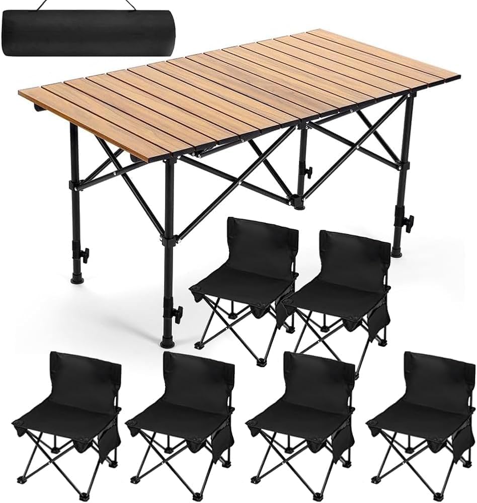 アウトドア テーブル チェアセット キャンプ テーブル 椅子セット　7点 Amazon | HEEOREV アウトドア テーブル チェアセット キャンプ 7
