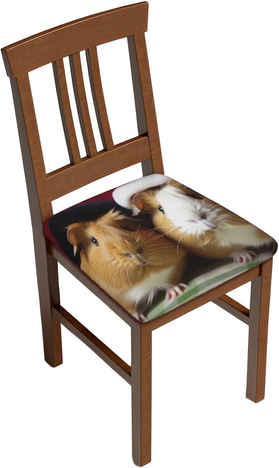 Cute Christmas Pet Print Square Cushion Covers 6 Pcs Set Elastic Non-Slip Seat Cushion Slipcovers Pet Furniture Protectors for Chair, Sofa