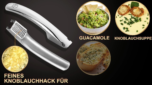 Ftemglo Knoblauchpresse Aus Edelstahl - Leicht Zu Reinigen, Spülmaschinenfest