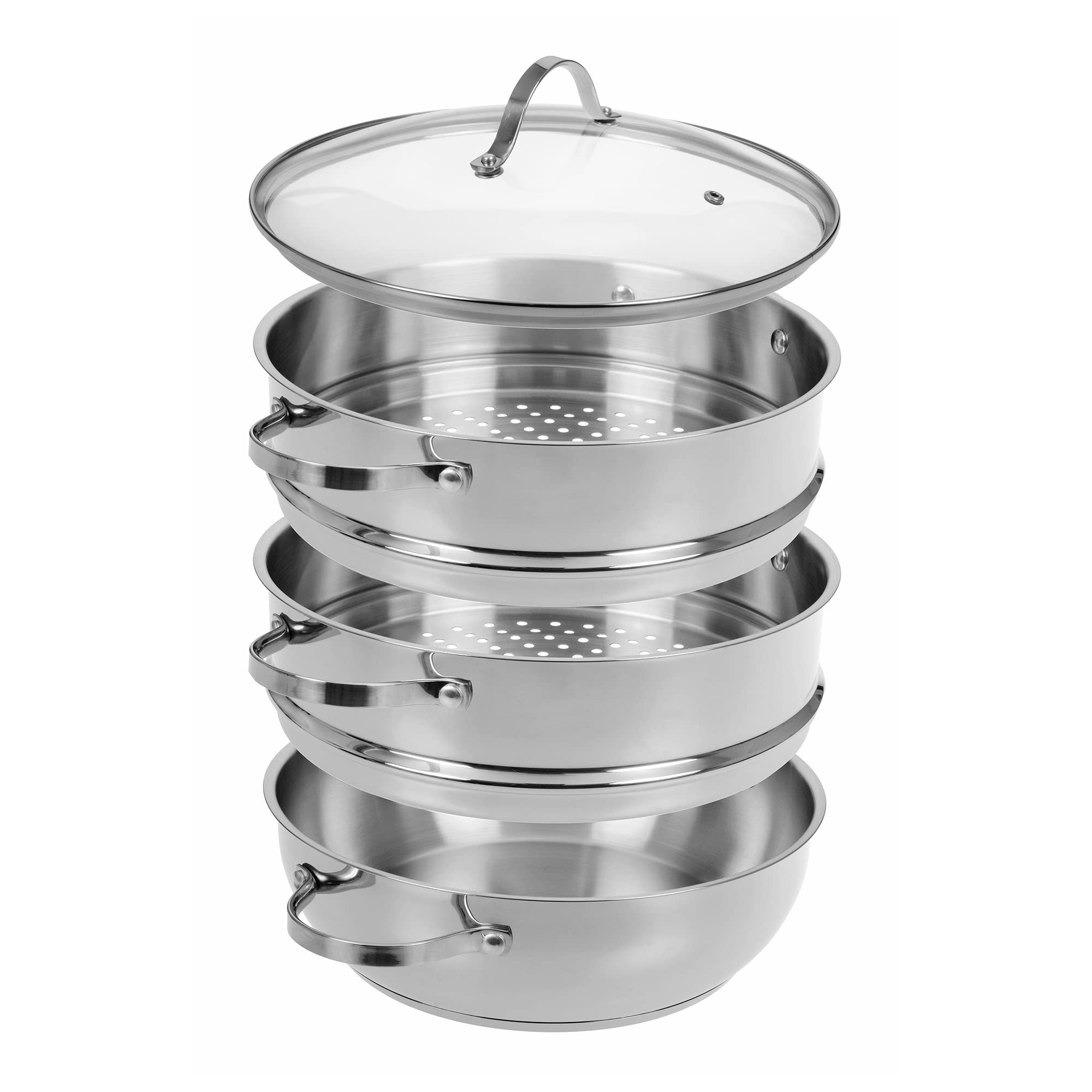 GRÄWE Pro-Line - Pentola per cottura a vapore, 28 cm, con 2 inserti per cottura a vapore