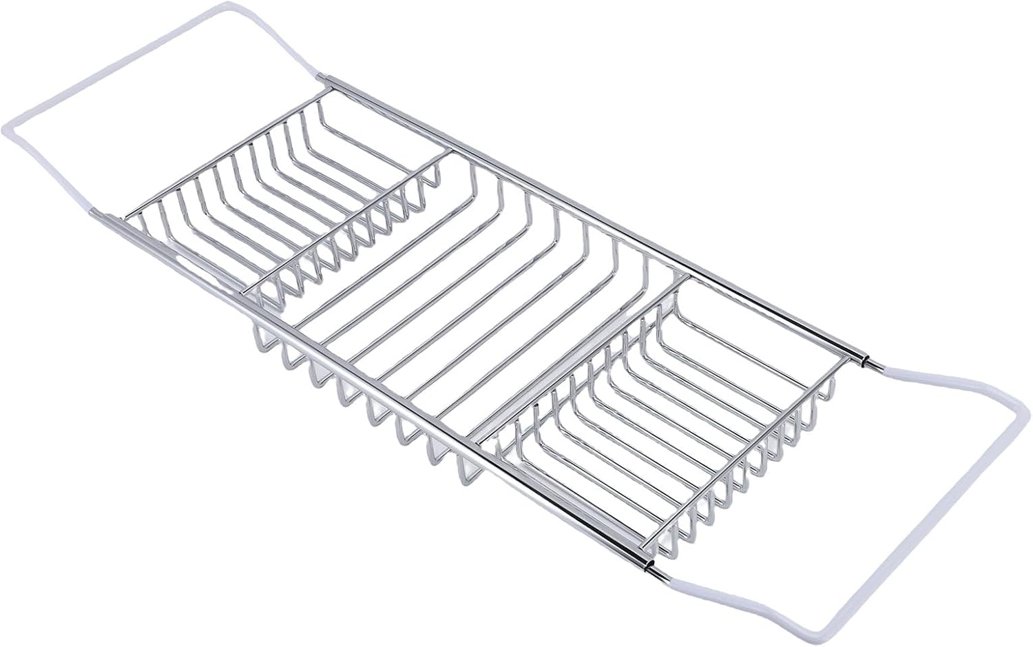 Bathtub Caddy Tray Stainless Steel Expandable Shower Tub Tray Luxury Bath Bathroom Accessories Adjustable Length for Spa Relaxation (Silver)