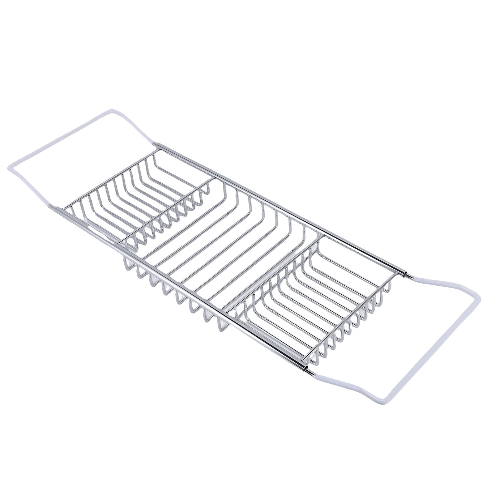 Ejoyous Bandeja para Bañera Bandeja para Bañera de Ducha de Acero Inoxidable, Extensible para de 25 a 38,4 Pulgadas con 20 Cm de Ancho para Almacenamiento de y Organización de Elementos Esenciales