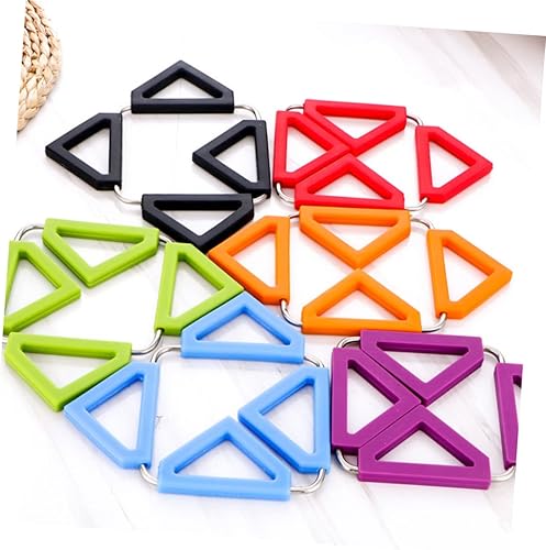 Miniatura 8 de SOLUSTRE 6 posavasos de corcho plegable de silicona, mini trípode, manteles individuales cuadrados, posavasos antideslizantes, soporte para ollas