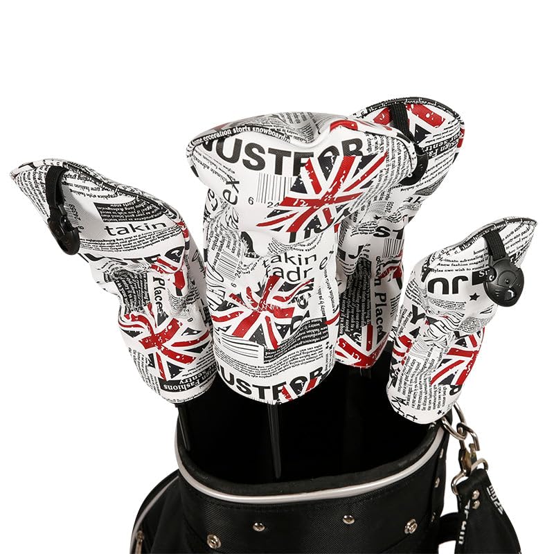 Golf Covers Driver 1 3 5 U Headcovers 4 Piece Set Union Jack Newspaper