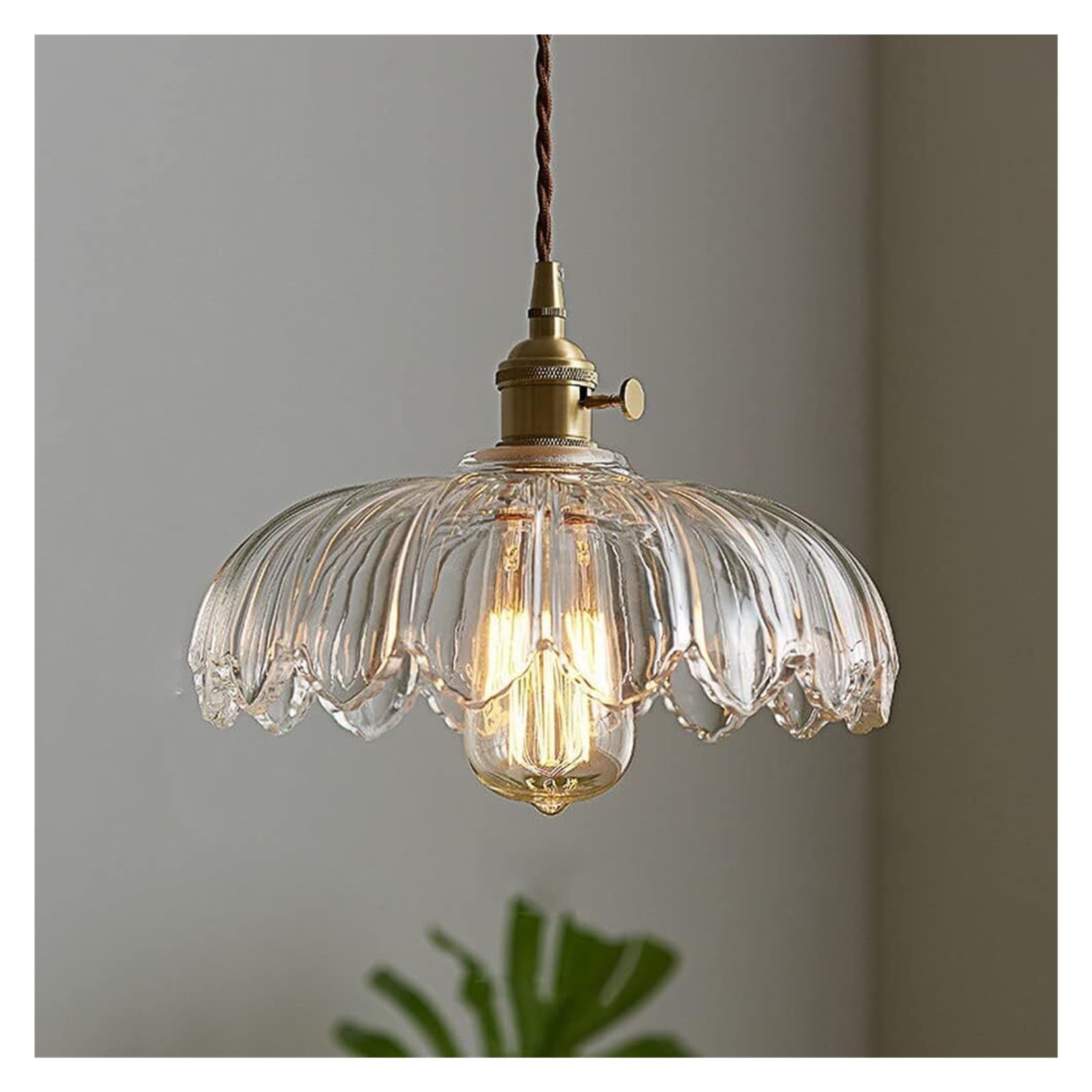 LYMSXAZOU Glass Pendant Light Fixture, Industrial Retro Hanging Chandelier for Dining Room, Bedroom, Kitchen, Hallway