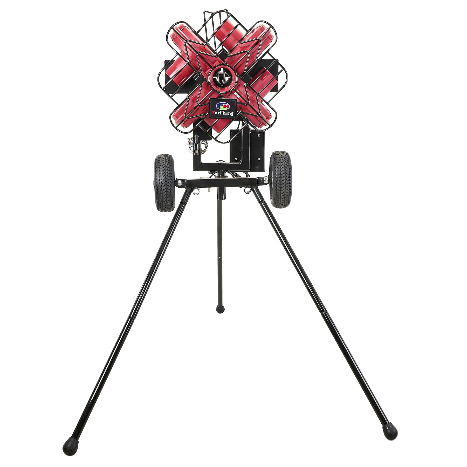 Furlihong 767BH 4-Wheel Baseball Pitching Machine for Professionals – Up to 112 MPH, X-Design, Adjustable Angles for Youth League, High School,
