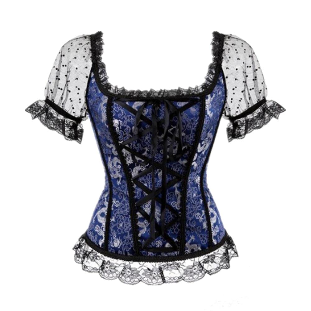 Corsetto Bustino Donna Top A Corsetto Overbust Monospalla Con Maniche Corte In Pizzo Floreale Moda Donna Palazzo